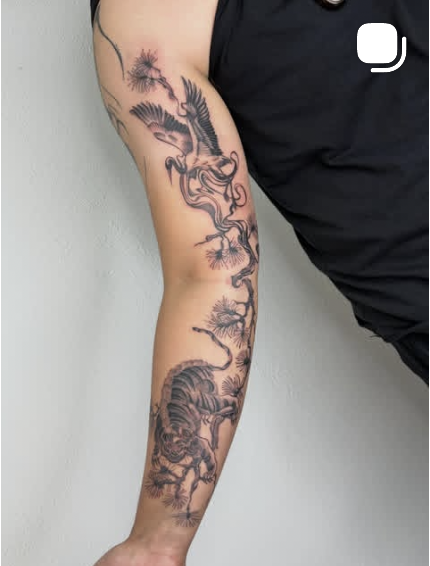 Black and grey sleeve detail
